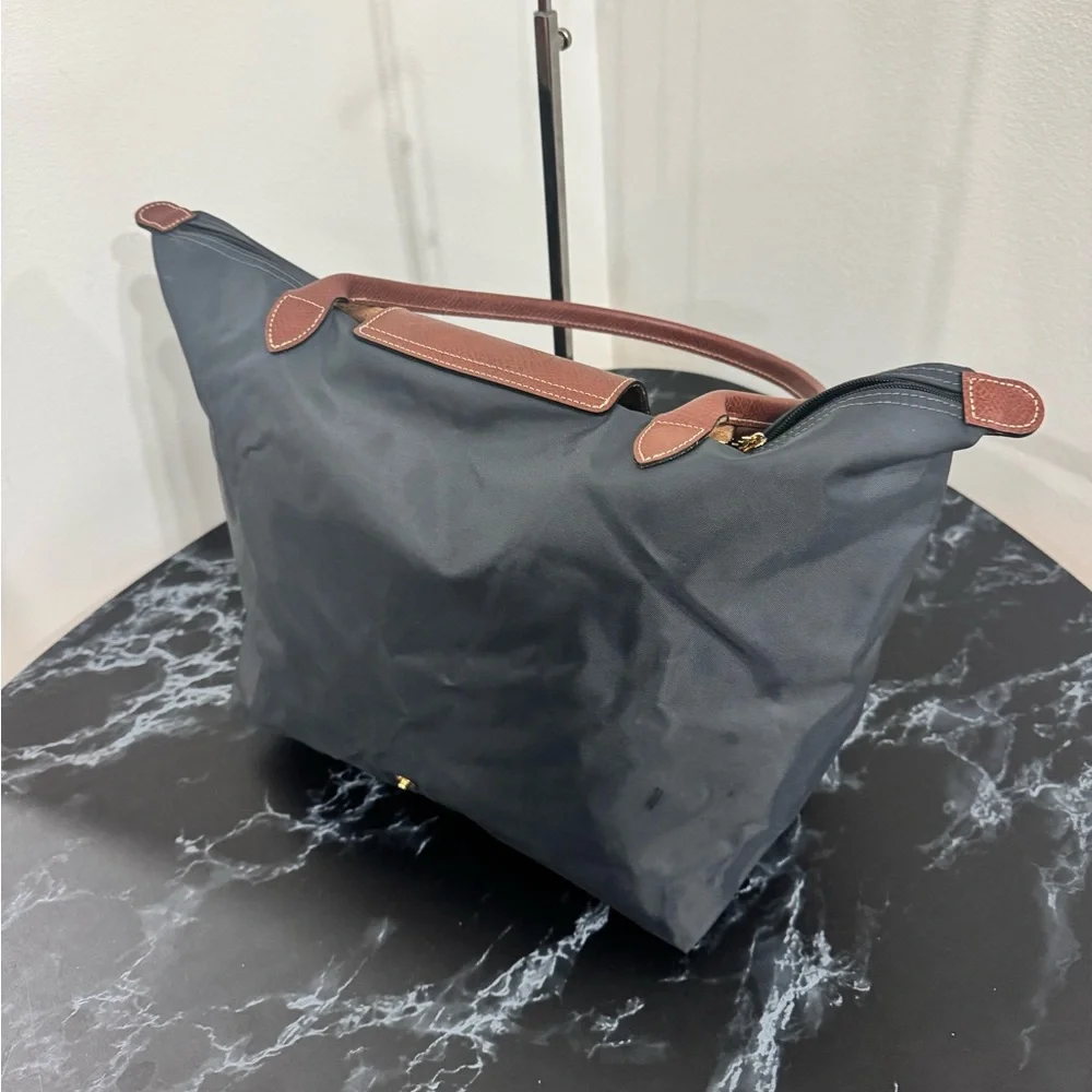 LONGCHAMP Large Le Pliage Nylon Shoulder Tote Marine Navy Blue AUTHENTIC - Picture 6 of 13